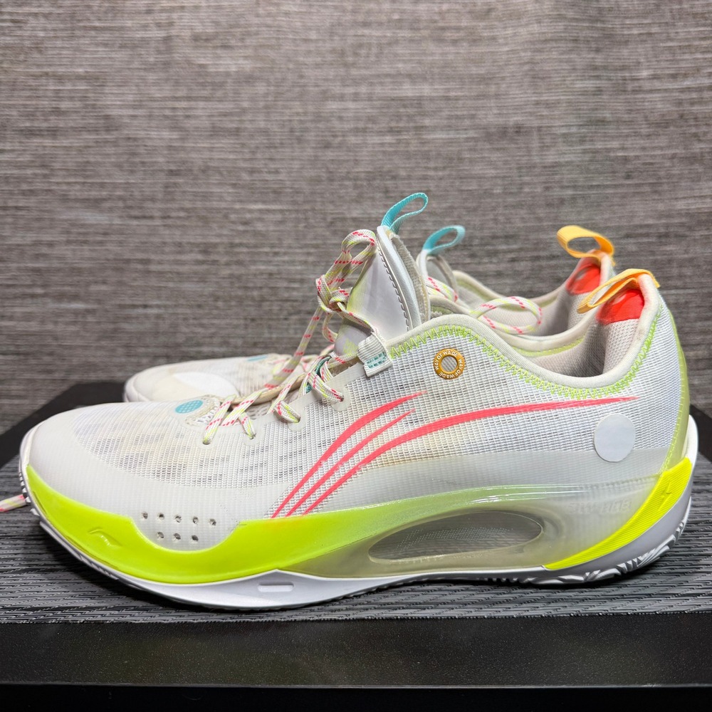Li-Ning Basketball Shoes Mens 10.5 White All City 10 ABPS037-5 Neon Way of Wade